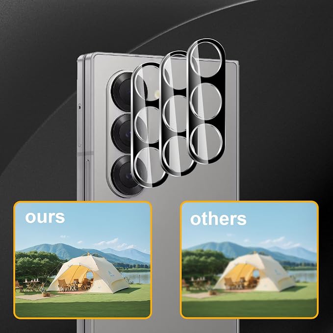 3 Pack Camera Lens Protector for Samsung Galaxy Z Fold 6 | Tempered Glass,Anti-Fingerprint,9H Hardness,Scratch Resistant,Easy to Install,Bubble Free,HD Clarity - Image 6