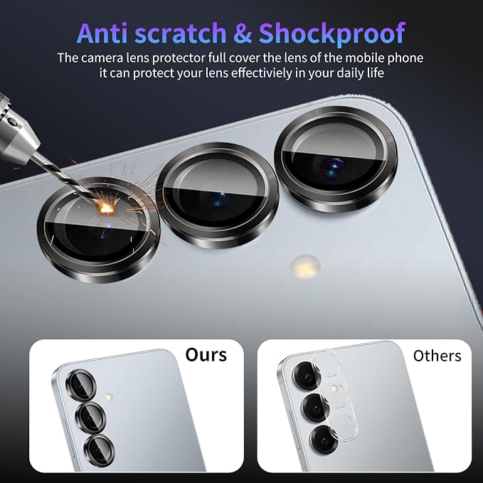 Camera Lens Protector for Samsung Galaxy S25 Plus,1 Pack | Tempered Metal Glass Camera Cover Film,HD Clear,Anti-Scratch Lens Screen Protector Film,Case Friendly,Black Titanium - Image 4