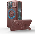Dexnor for iPhone 16 Pro Max Case with Slide Camera Cover & Adjustable Kickstand, Magnetic Rugged Shockproof Bumper Cases Heavy-Duty Magnetic Protective Cover,Maroon Red by Dexnor