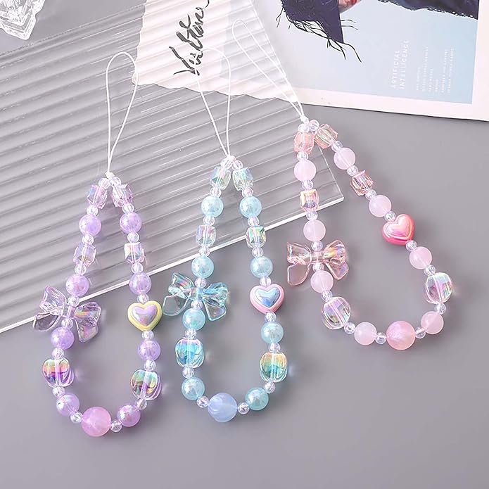 Beaded Phone Charm Lanyard Strap Girly Style Fixed Beads Pearl Lanyards - Image 7