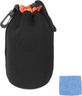 PATIKIL Camera Lens Pouch, 4" ID x 10" H Drawstring Plush Lens Pouch Protective Camera Lens Case Bag Soft Plush Neoprene Bag for DSLR Photography Gear, Black/Orange by PATIKIL