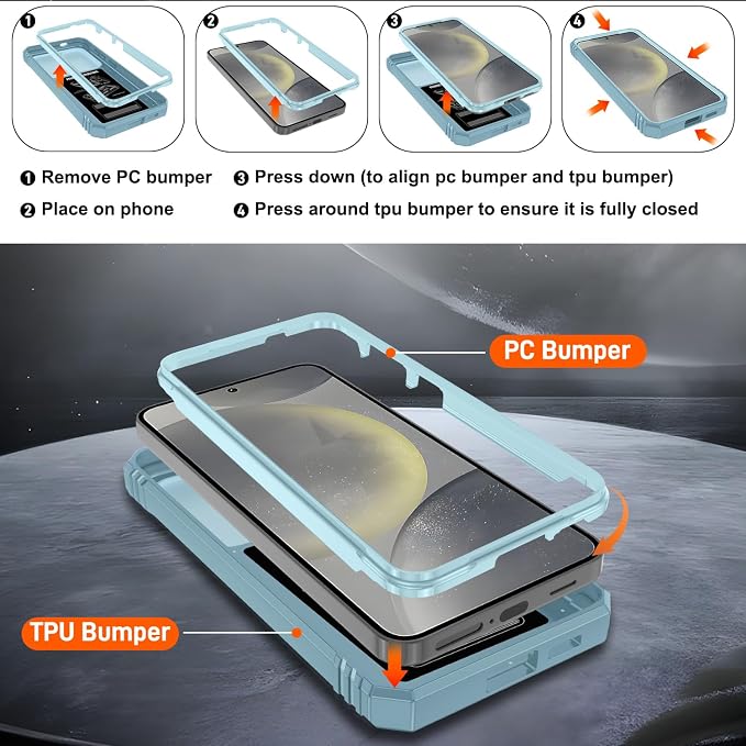 Gritup for Samsung S24 Case: S24 Phone Case with Screen Protector*2 | Magnetic Stand & Slide Camera Cover | Shock Proof Military-Grade para GalaxyS24 Cover -Green - Image 2