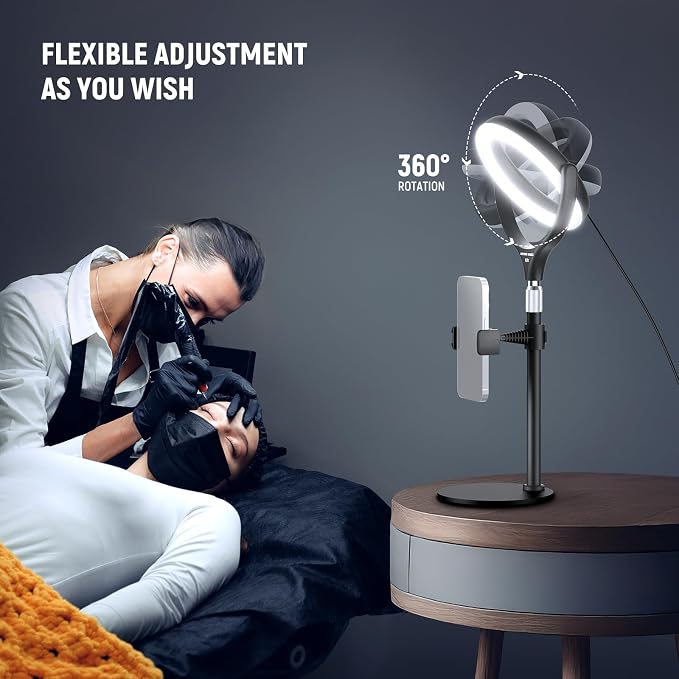 NEEWER Basics 7" Desk Ring Light with Stand/Phone Holder Compatible with iPhone, 10W CRI95+ Bi Color LED Selfie Light for TikTok Recording Laptop Webcam Zoom Video Conference Lighting Makeup, RL7B - Image 6