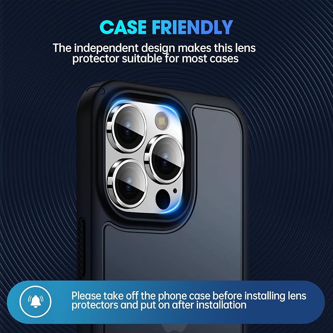 for iPhone 15 Pro/15 Pro Max Camera Lens Protector Cover, Silver | Individual Metal, 9H Hardness, Scratch Resistant, Shockproof, Drop Protection, Case Friendly, Stylish Accessories - Image 6
