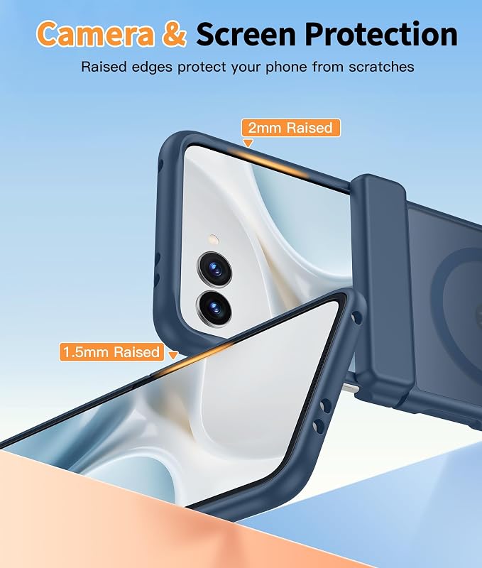 FNTCASE for Motorola Razr 2026/2025 Case, Fit for Magsafe, Hinge Protection | Screen Protector, Translucent Matte Magnetic Back, 18FT Military Grade Drop Proof, Protective Phone Cover, Blue - Image 6