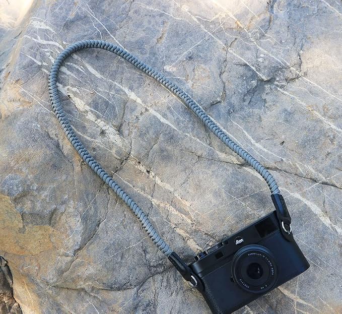 Paracord Woven Camera Neck Shoulder Strap Belt Hand Compatible with Canon Nikon Sony Olympus Pentax Fujifilm Panasonic SLR DSLR Digital Mirrorless Cameras 36inch Grey - Image 2