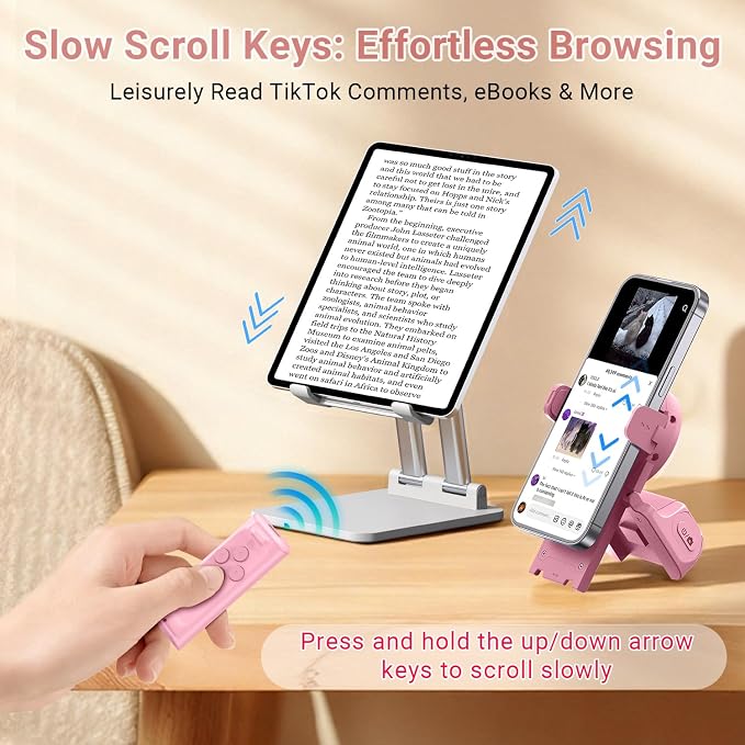 MILOUZ Remote Control Scrolling for Tiktok with Phone Stand,Page Turner for Kindle App E-Book,Bluetooth Camera Shutter Remote for iPhone, Android,iOS,iPad,Tablet - Image 5