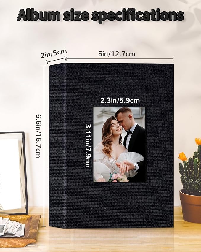 Artfeel Photo Album 4x6 with 100 Pockets,Slip-in Picture Albums,Linen Cover Memory Book with Front Window,White Page Vertical Photo Book for Wedding,Family,Anniversare,Baby,Vacation - Image 3