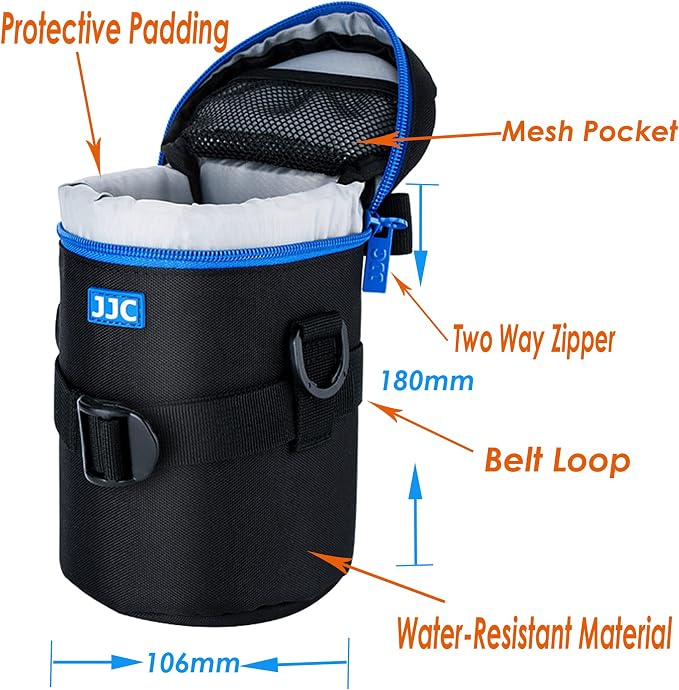 JJC Water Resistant Deluxe Lens Pouch Case Bag, Compatible with Canon RF 85mm f2 Macro/EF 100-300mm/ EF 75-300mm III USM/EF 135mm 2L /24-70mm 4L IS USM, NK 70-300mm f4-5.6G/ 55-300mm 4.5-5.6 - Image 2