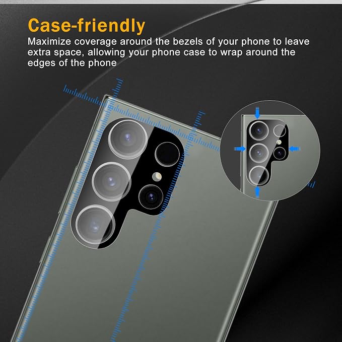 3 Pack Camera Lens Protector for Samsung Galaxy S23 Ultra | Tempered Glass,Anti-Fingerprint,9H Hardness,Scratch Resistant,Easy to Install,Bubble Free,HD Clarity - Image 3