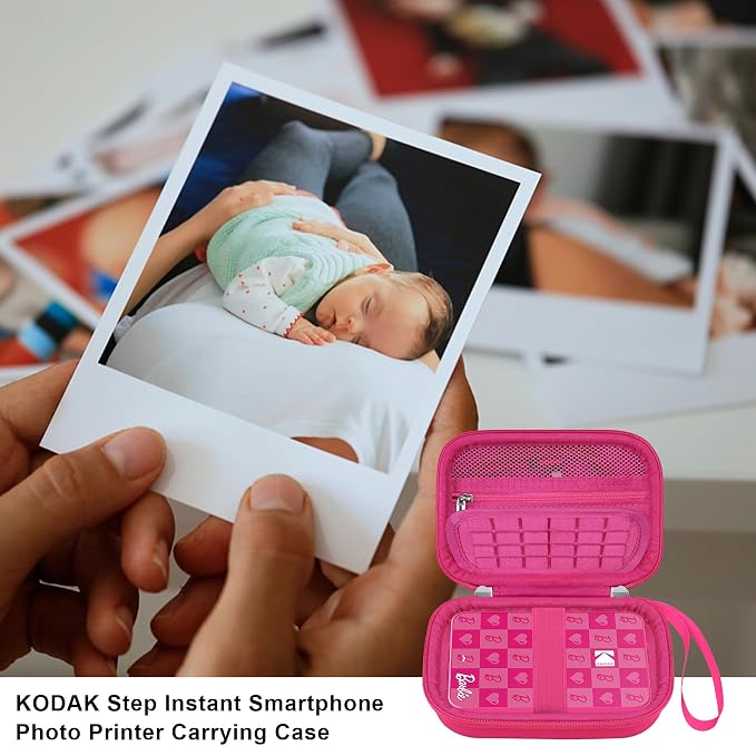 Elonbo Case for Kodak x Barbie Instant Smartphone Portable Photo Printer | Kodak x Barbie Portable Mini Color Wireless Mobile Printer Hard Travel Bag, Instant Picture Printer Storage Holder, Raspberry - Image 7