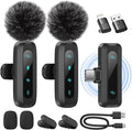 2026 Upgraded Wireless Lavalier Microphone, 2-Pack Mini Lapel Mic with Noise Reduction, USB-C, Lightning and USB-A Adapters for iPhone, Android, iPad, Laptop, Video Recording, Podcast, TikTok, YouTube by WARMBOX