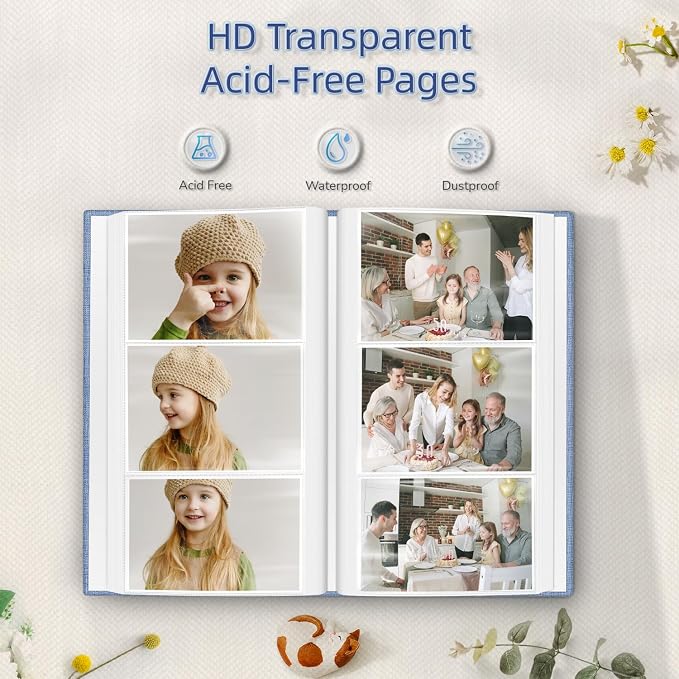 Popotop Photo Album 4x6-300 Photos Linen Cover Photo Books with 300 Horizontal Pockets,Slip-in Picture Albums for Family Wedding Anniversary Baby Vacation Pictures - Image 3