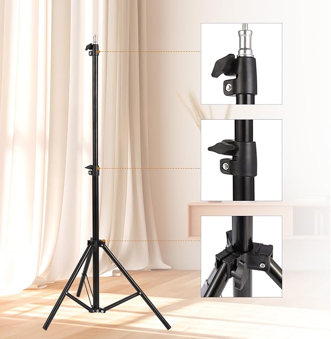 Professional Tripod Stand, Mini Projector Tripod,Adjustable Height Light Stand for Ring Light/Webcam/Mini Projector/Phone, Portable Light Duty Support (Black,22"-63") - Image 7