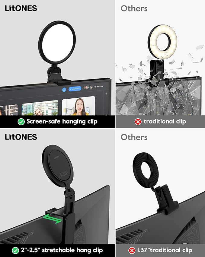5" Ring Light for Computer, Eye-Care Lighting for Zoom Meetings, Streaming | Upgraded Panel, Ultra Soft, 50 Modes, CRI>97.8, Memory, Portable Light for Laptop, Monitor & Webcam - Image 5