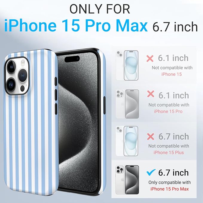 TPU Phone Case for iPhone 15 Pro Max, MagSafe Wireless Charging Compatible, Shockproof Slim Fit Protective Cover with Anti-Yellowing & Raised Camera Protection (Blue Stripe, iPhone 15 Pro Max) - Image 2