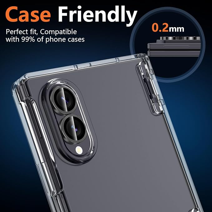 for Samsung Galaxy Z Fold 8 Camera Lens Protector, Individual Metal Ring Tempered Glass Lens Cover, [Strong Adsorption] Scratch Resistant Ultra-Thin HD Clear Lens Cover, 1 Set-Black - Image 6