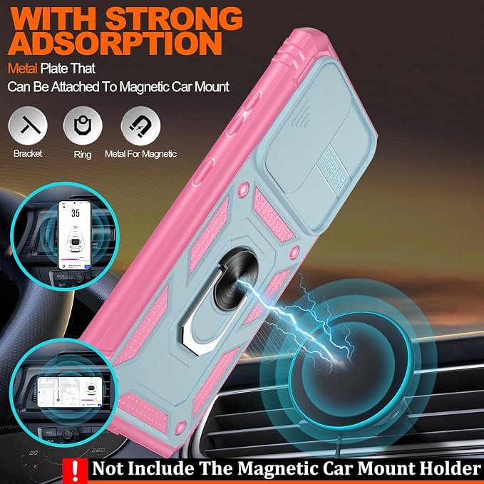 Gritup for Samsung Galaxy S21 Ultra Phone Case: Case S21 Ultra with 2*Screen Protector | Magnetic Stand & Slide Camera Cover | Shock Proof Military-Grade Funda para S21Ultra Cover, Green+Pink - Image 6