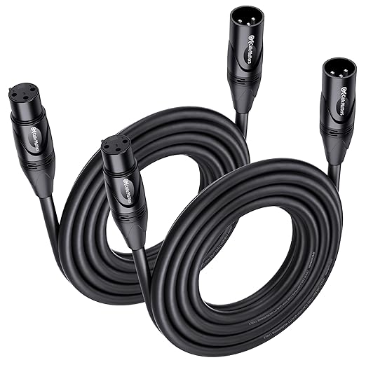 Cable Matters 2-Pack Premium XLR to XLR Cable, Microphone Cable, M-F, 15ft | Mic Cable, Male to Female, 21 AWG Oxygen-Free Copper (OFC), Black by CableMatters