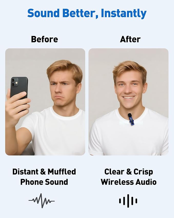 USB C Lavalier Microphone Wireless Mini Mic for Type-C Android Phone/Tablet/PC Video Recording Clip-on Mics with Rotatable Clip&Denoise Recording, Ideal for Vlog Tiktok Youtube Content Creator, Blue - Image 2