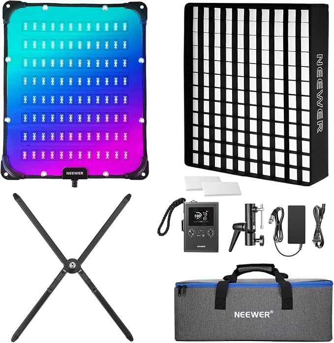 NEEWER 115W Flexible LED Video Light, Studio RGB Panel Light Mat Kit with Softbox APP/2.4G/DMX Control 2500K-10000K 14700lx/0.5m CRI96+, Key Lighting for Photography Streaming Video Recording, FL100C by Neewer