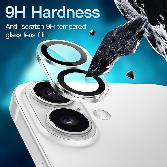 JETech Camera Lens Protector for iPhone 16/16 Plus, 3-Pack | 9H Tempered Glass, HD Clear, Anti-Scratch Protection, Night Shot Compatible, Case-Friendly - Image 4