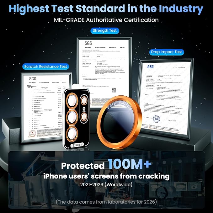 Uyiton for Samsung Galaxy S26 Ultra Camera Lens Protector, Unique Design | Case-Friendly, Not Easy to Break, Military-Grade Sapphire Glass with Aluminum Metal Rear Camera Screen Cover, Orange - Image 6