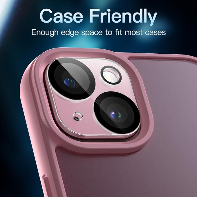 JETech Camera Lens Protector for iPhone 15/15 Plus, 3-Pack | 9H Tempered Glass, HD Clear, Anti-Scratch Protection, Night Shot Compatible, Case-Friendly - Image 6