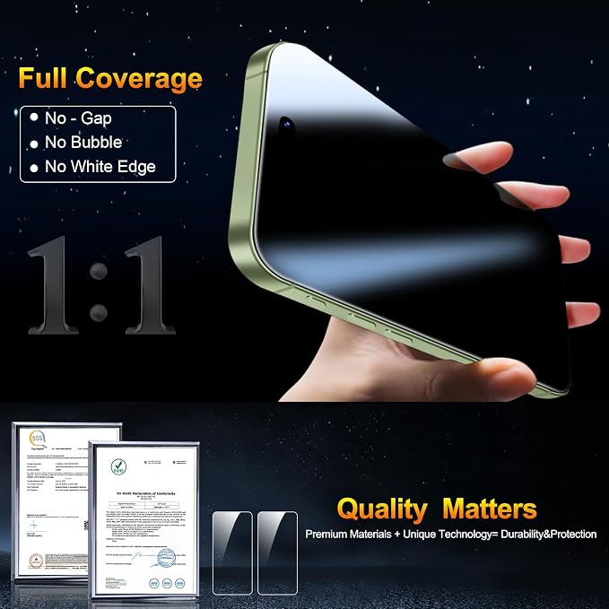 QsmQam 3 Pack Screen Protector for iPhone 17 6.3 Inch + 1 Pack Individual Camera Lens Protector, Ultra HD Tempered Glass, Military Grade Shatterproof, Case Friendly [with Installation Frame] - Image 4