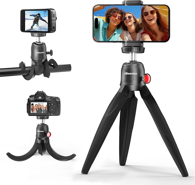 UBeesize Flexible Tripod for iPhone and Samsung with Remote and Phone Holder, Ideal for Video Recording, Vlogging, and Selfies, Compatible with Canon and Sony Cameras by UBeesize