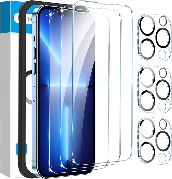 Fotbor for [3+3 Pack] iPhone 13 Pro Max Screen Protector with Camera Lens Protector, 9H Tempered Glass Case Friendly Film with Easy Installation Kit 6.7'' by Fotbor