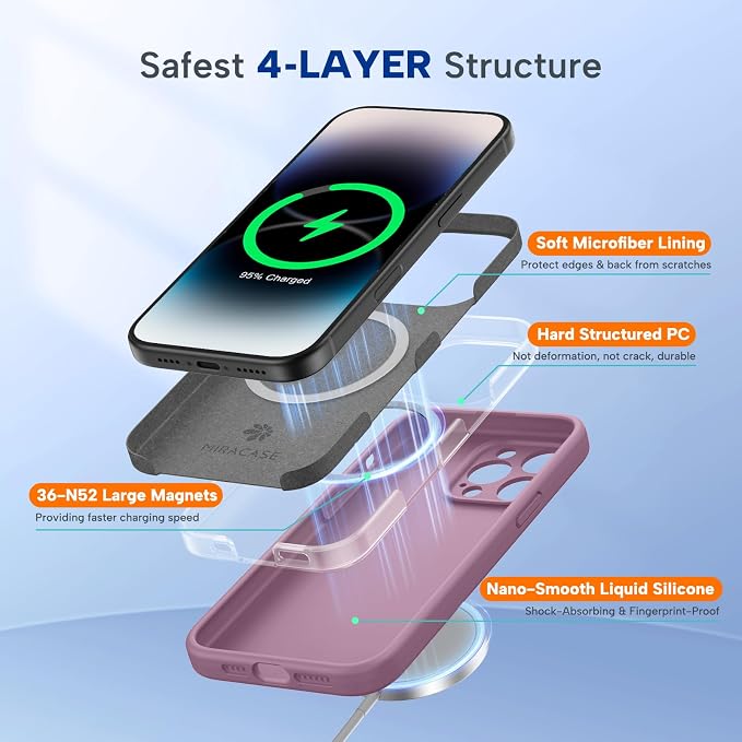 miracase Magnetic for iPhone 14 Pro Max Case, [Soft Anti-Scratch Microfiber Lining], Compatible with MagSafe, Silicone Shockproof Protection Phone Case for iPhone 14 Pro Max,Blackcurrant - Image 5