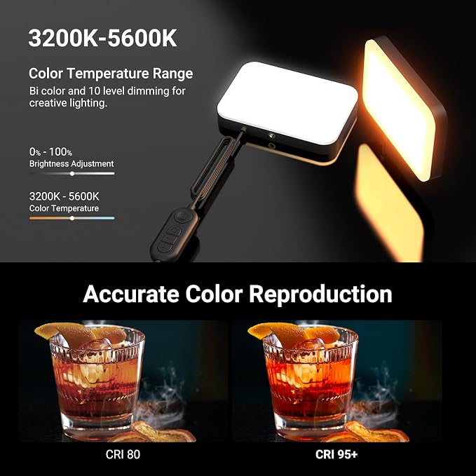 NEEWER Basics 2 Pack LED Video Light Panel Lighting Kit, 6.2" Dimmable Portable Studio Light with 53" Tripod Stand, 3200K-5600K/CRI95+ 810lux for Photography Video Recording Streaming Podcast, BP132 - Image 3