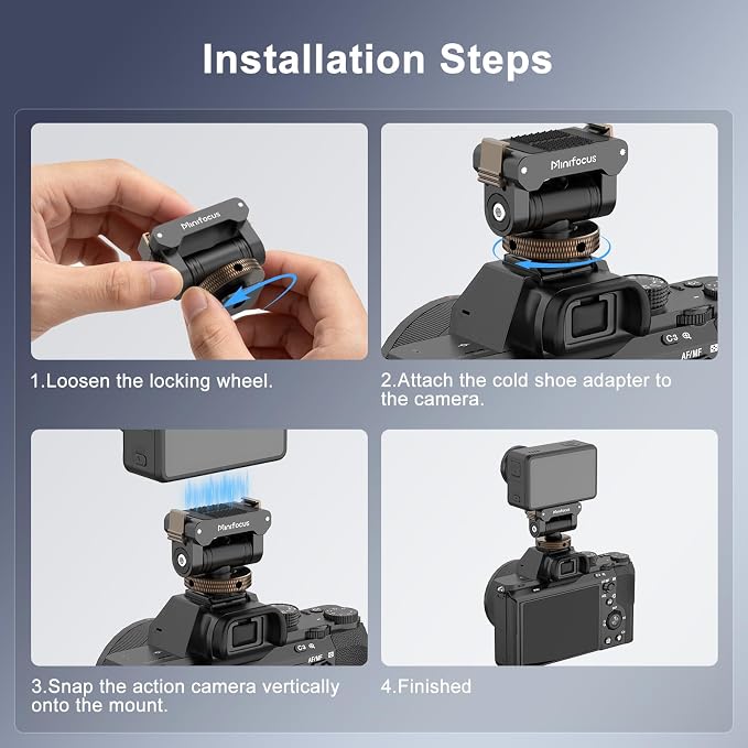MINIFOCUS Cold Shoe Mount Adapter Compatible with DJI Osmo Nano/Action 6, Dual-Direction Magnetic Mount with 1/4" Screw Hole Quick Release Holder for Tripod DSLR Camera Hot Shoe Accessories - Image 6