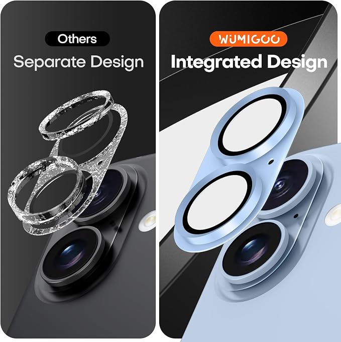 for iPhone 16/16 Plus/iPhone 17 Camera Lens Protector- Light Blue | Aluminum Alloy, Tempered Glass Camera Cover, Nano Reinforced Adhesive, Accessories, Anti-Drop, Anti-Scratch, Case Friendly - Image 2