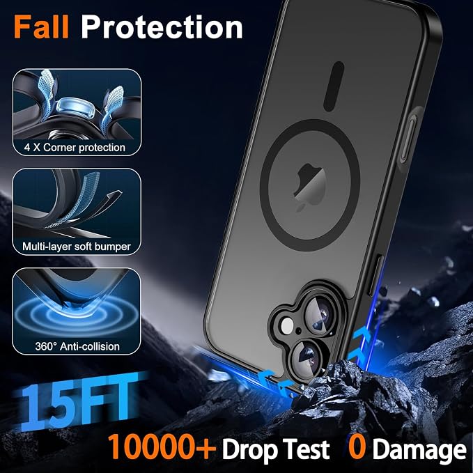 for iPhone 17 Case with Privacy Screen Protector, Black | Full Camera Protection, Magnetic, Compatible with MagSafe, Translucent Matte Shockproof Phone Protective Cover for iPhone 17 - Image 5