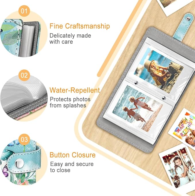 Butterfly Small Photos Album for 2x3 Inch Films, 56 Pockets | Mini Cute Picture Book, Wallet Size, for Polaroid Fujifilm Instax Mini Instant Camera Printer, Kpop Photocard Binder Holders - Image 4