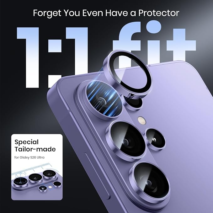 Hoerrye for Samsung Galaxy S26 Ultra Camera Lens Protector - [Top 9H+ Tempered Glass - 12FT Military Grade] Case Friendly Invisible Fit Camera Screen Protector Cover Accessories,Purper | Top 9H+ Tempered Glass, 12FT Military Grade, Case Friendly, Invis... - Image 4