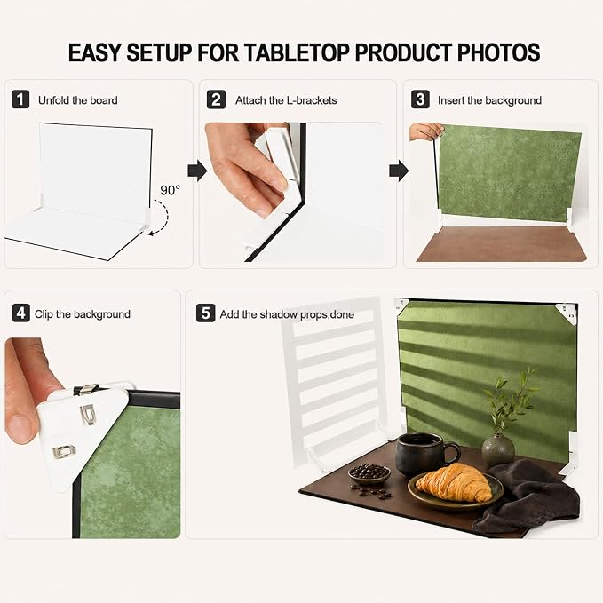 Product Photography Backdrops Kit, 16.5 x 11.7 inch, 22 Designs | 11 Double-Sided Photo Backdrops with 4 shadow props for food photography, jewelry, handmade products and UGC content. - Image 8