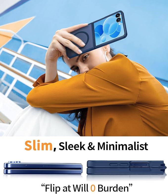 FNTCASE for Samsung Galaxy Z Flip 7 Case, Fit for Magsafe, Screen Protector | Translucent Matte, 18FT Military Grade Drop Protection, Shockproof Protective Phone Cover, Blue - Image 7
