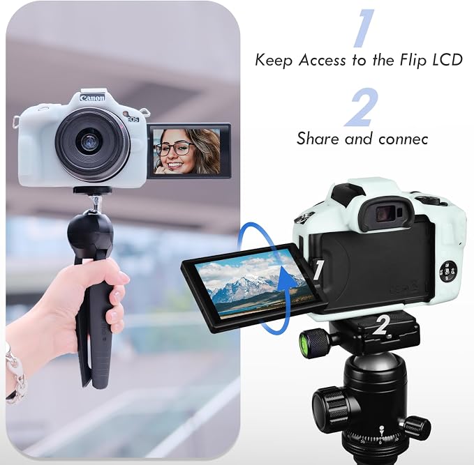 Rieibi EOSR50 EOS R50 Case, Soft Silicone Protective Case for Canon EOS R50 EOSR50 Vlogging Camera, Lightweight EOS R50 Camera Case Cover Grip Body Skin - Light Green - Image 5