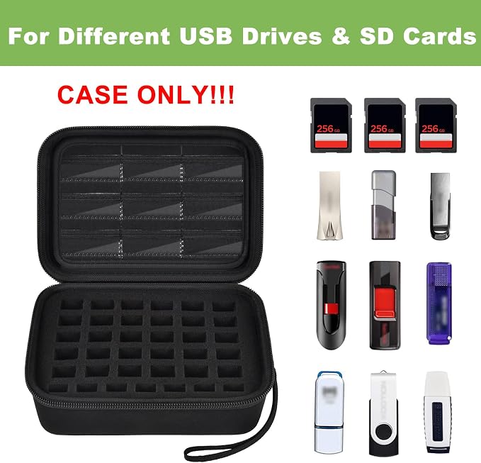 ALKOO USB Flash Drive Case with SD Card/Memory Stick/Thumb Drives Storage | for SanDisk/for Samsung, Removable Foam, 9 Card Pockets, for IT Admins, Photographers, Film Crews, Studios, Travel, Black - Image 2