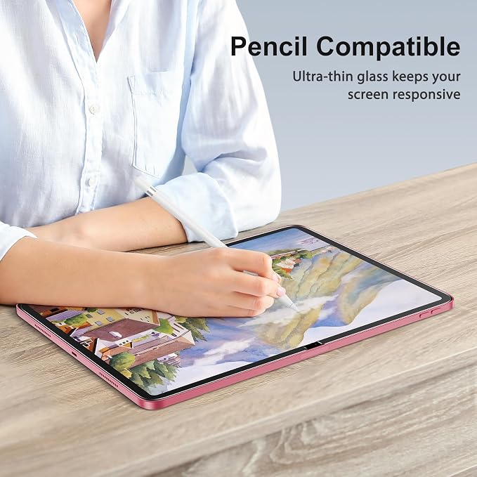 SPARIN 2+2 Pack Screen Protector for iPad (A16) 11th/10th Gen (11”/10.9”) | Tempered Glass + Camera Lens Protector Full Protection, Case Friendly, Anti Scratch, Apple Pencil Compatible-Pink - Image 7