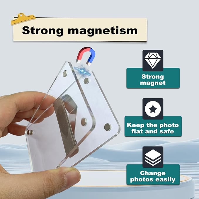 1Pcs Car Sun Visor Photo Holder, Magnetic 2.36"x3.54" Car Visor Photo Clip, Personalized Picture Frame for Cars, Horizontal & Vertical Photo Display Clip for Adding Family or Personal Photos - Image 3