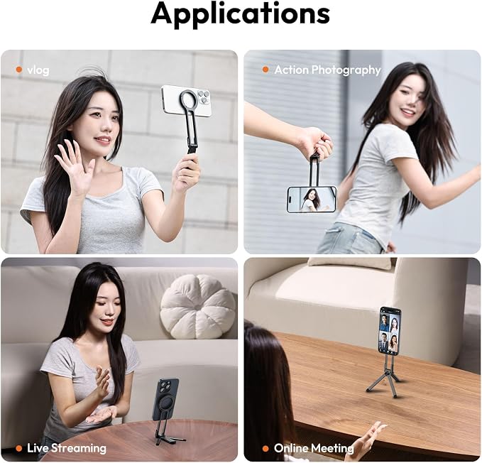 ULANZI MA30 Magnetic Phone Tripod Stand for iPhone-Aluminium Maglock Smartphone Mini Tripod Pocket Cell Phone Stand Strong Magnet Quick Mount Compatible with iPhone 17 16 15 14 13 12 Series, Dark Gray - Image 5