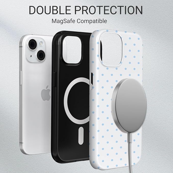 TPU Phone Case for iPhone 13, MagSafe Wireless Charging Compatible, Shockproof Slim Fit Protective Cover with Anti-Yellowing & Raised Camera Protection (Polka dot 3, iPhone 13) - Image 6