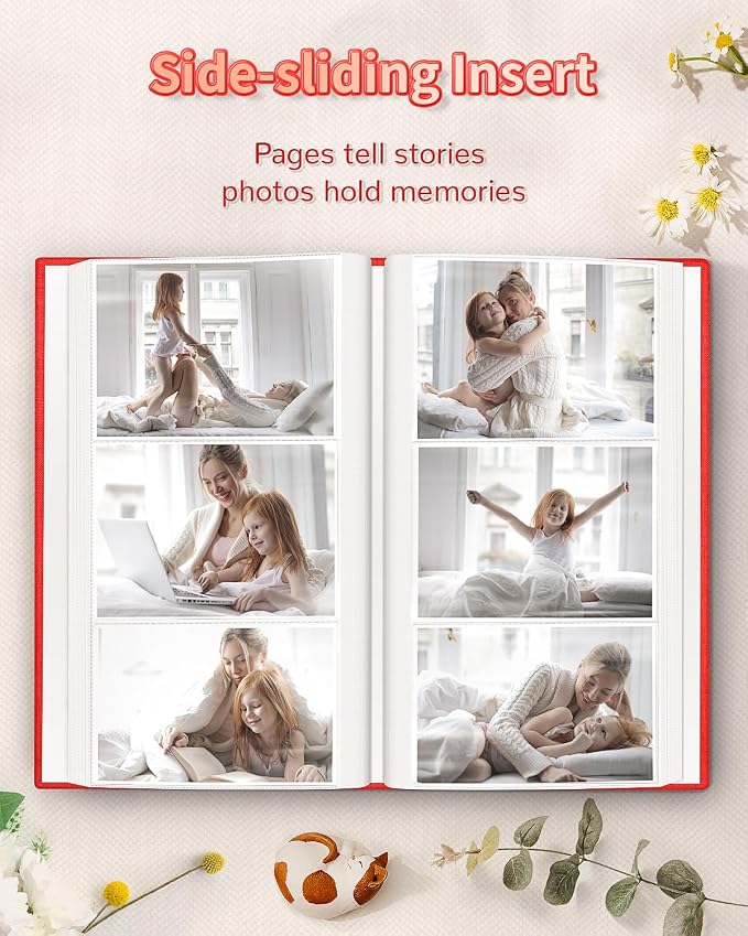 Artfeel Photo Album 4x6 with 300 Pockets,Slip-in Picture Albums,Linen Cover Memory Book with Front Window,White Page Vertical Photo Book for Wedding,Family,Anniversare,Baby,Vacation - Image 5