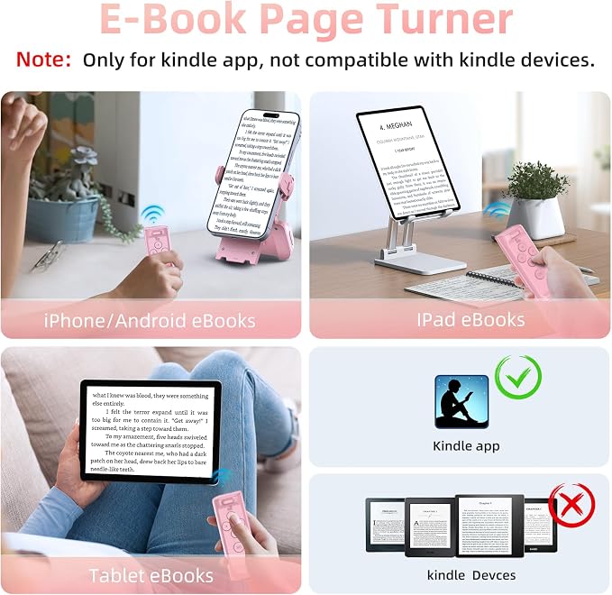 MILOUZ Remote Control Scrolling for Tiktok with Phone Stand,Page Turner for Kindle App E-Book,Bluetooth Camera Shutter Remote for iPhone, Android,iOS,iPad,Tablet - Image 3