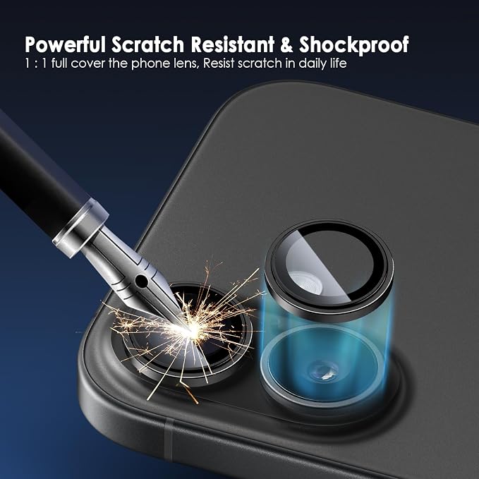 Camera Lens Protector for iPhone 17, Black | AR+AF, 9H Tempered Glass, Individual Metal Ring, Anti Glare, Fall Protection, Camera Screen Cover - Image 2