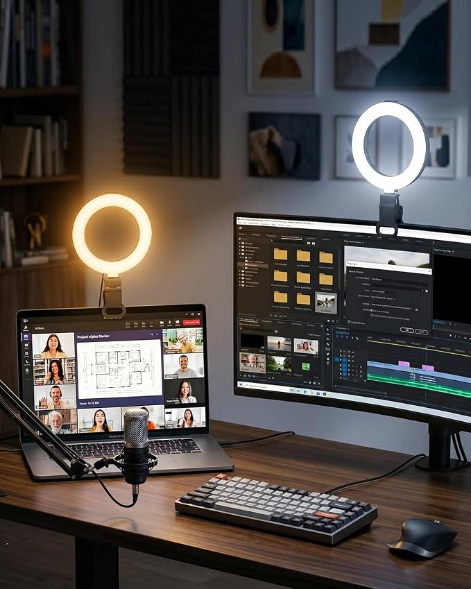 Ring Light for Computer Video Conference - Webcam Light for Monitor Clip On Remote Working Distance Learning Zoom Call Self Broadcasting and Live Streaming Influencer Light Laptop Video Conferencing - Image 2